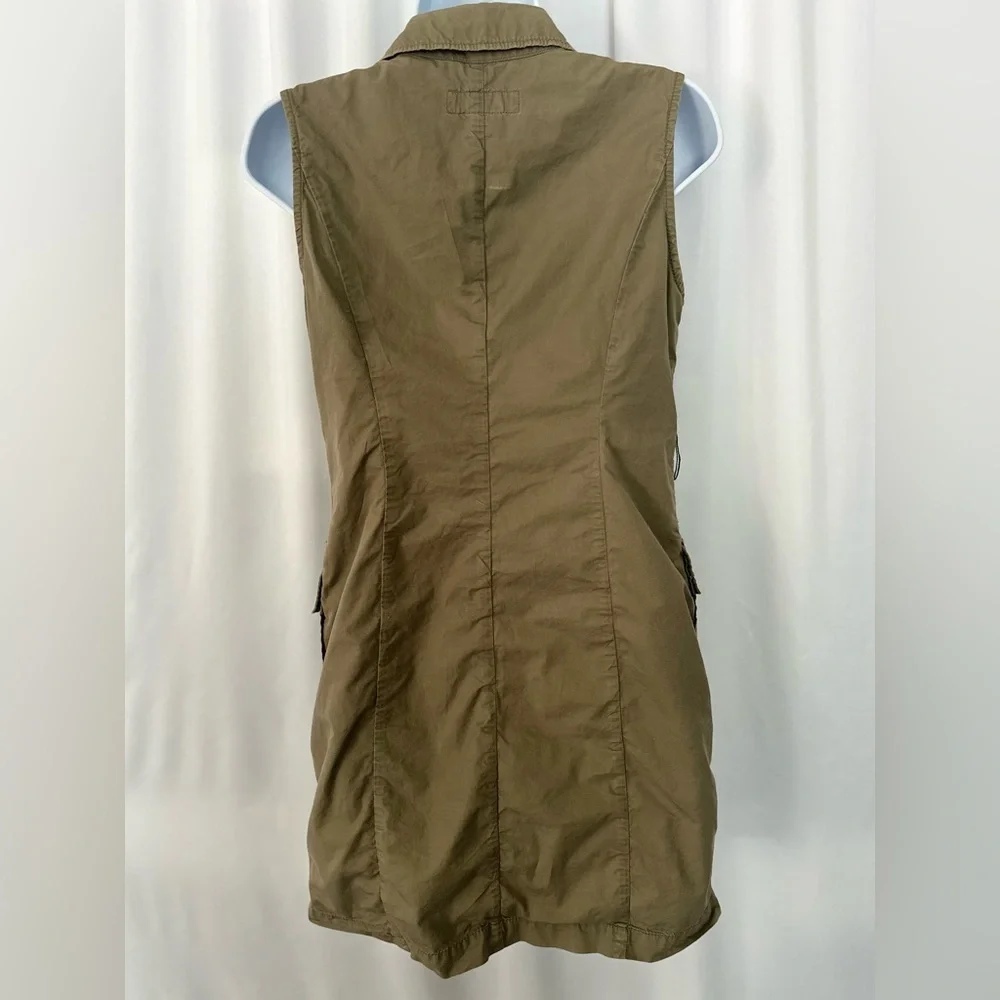 Michael Kors Olive Green Utility Vest Dress with Zip Front (1070)
